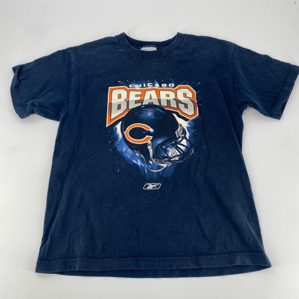 Reebok Chicago Bears NFL Football Helmet Graphic T Shirt Men's XLarge Navy Blue